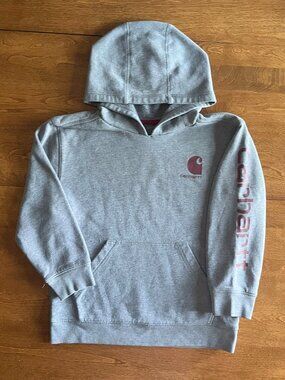 Carhartt gray and burgundy logo hoodie 7